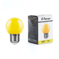 Лампа светодиодная LED 1вт Е27 желтый (шар) FERON LB-37 25879