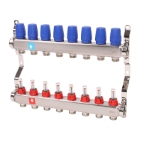 Коллекторная группа с расходомерами 1' х 8 выходов 3/4' НР евроконус MVI MS.508.06