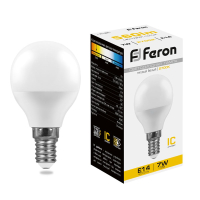 Лампа светодиодная LED 7вт Е14 теплый шар FERON LB-95 25478