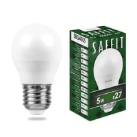 Лампа светодиодная LED 5вт Е27 белый матовый шар SAFFIT SBG4505 55026