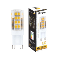 Лампа светодиодная LED 5вт 230в G9 теплый капсульная FERON LB-432 25769