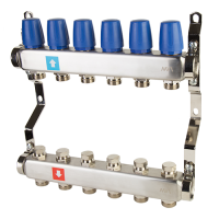 Коллекторная группа с ручными регулировочными клапанами 1' х 6 выходов 3/4' НР евроконус MVI MS.406.06