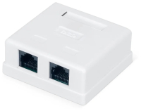 Розетка настенная TERACOM Cat.5E неэкранированная 2 порта RJ-45 Dual IDC белая EKF TRC-WBOX-2RJ45-5EUTP-WH